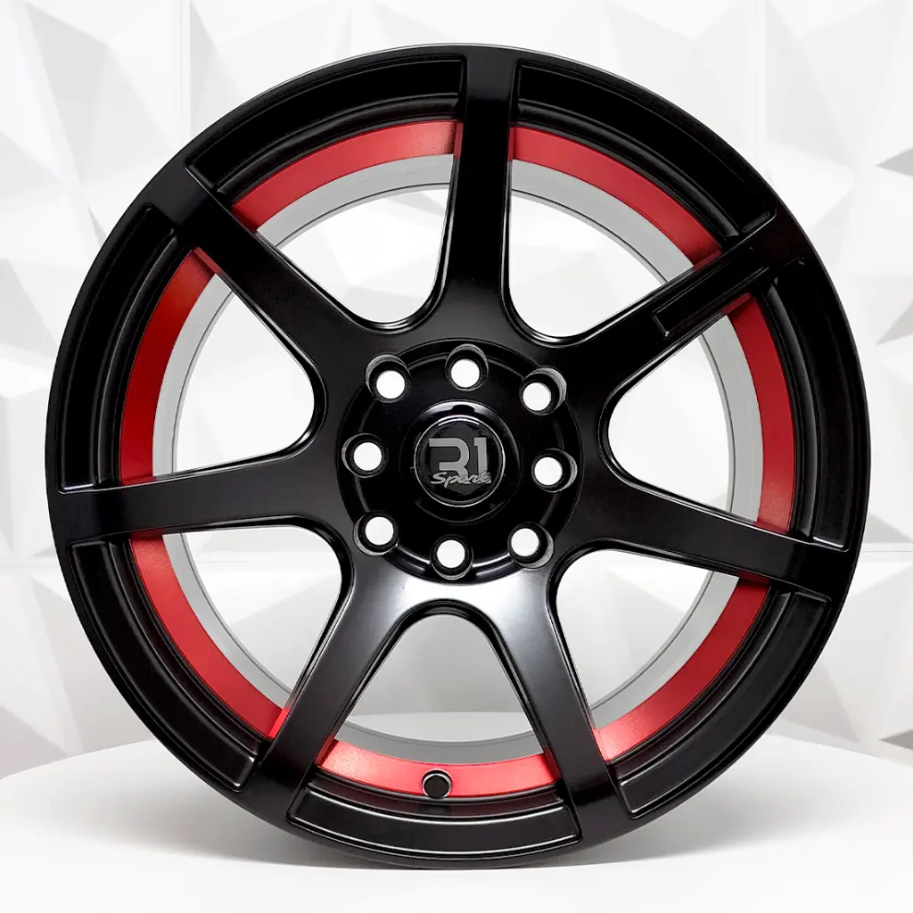 RIN 14X7 4-100/114.3 R1 SPORT 1082 MATTE BLACK+RED UNDERCUT ET0 CB73.1 