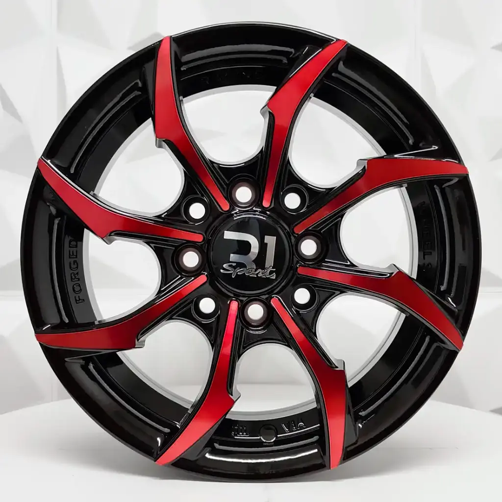 RIN 13X5.5 4-100/114.3 R1 SPORT RGW 6018L BLACK MACHINE FACE + RED COATING ET38 CB73.1 