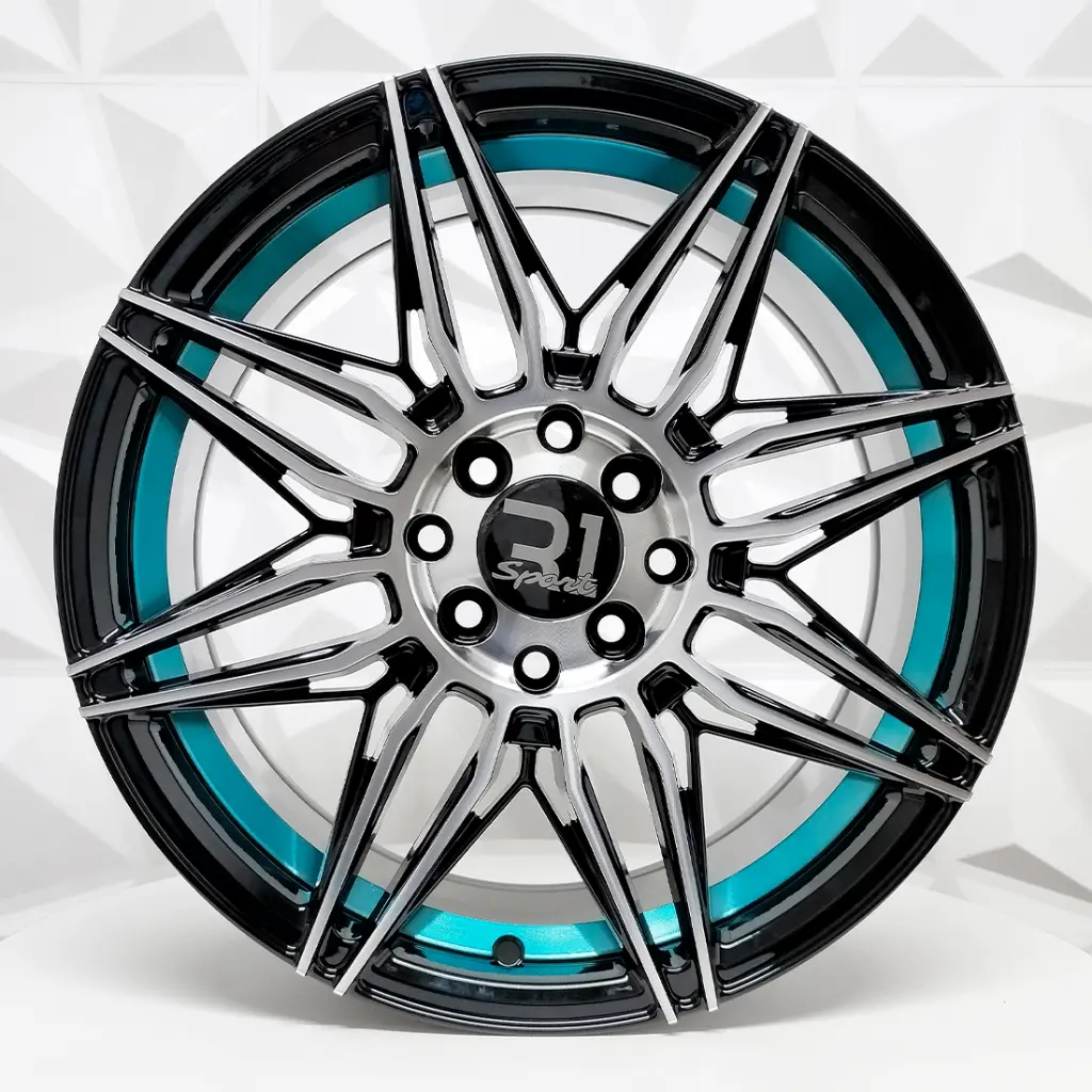 RIN 16X7 4-100/114.3 R1 SPORT RGW-036L MACHINE BLACK+BLUE UNDERCUT ET38 CB73.1 