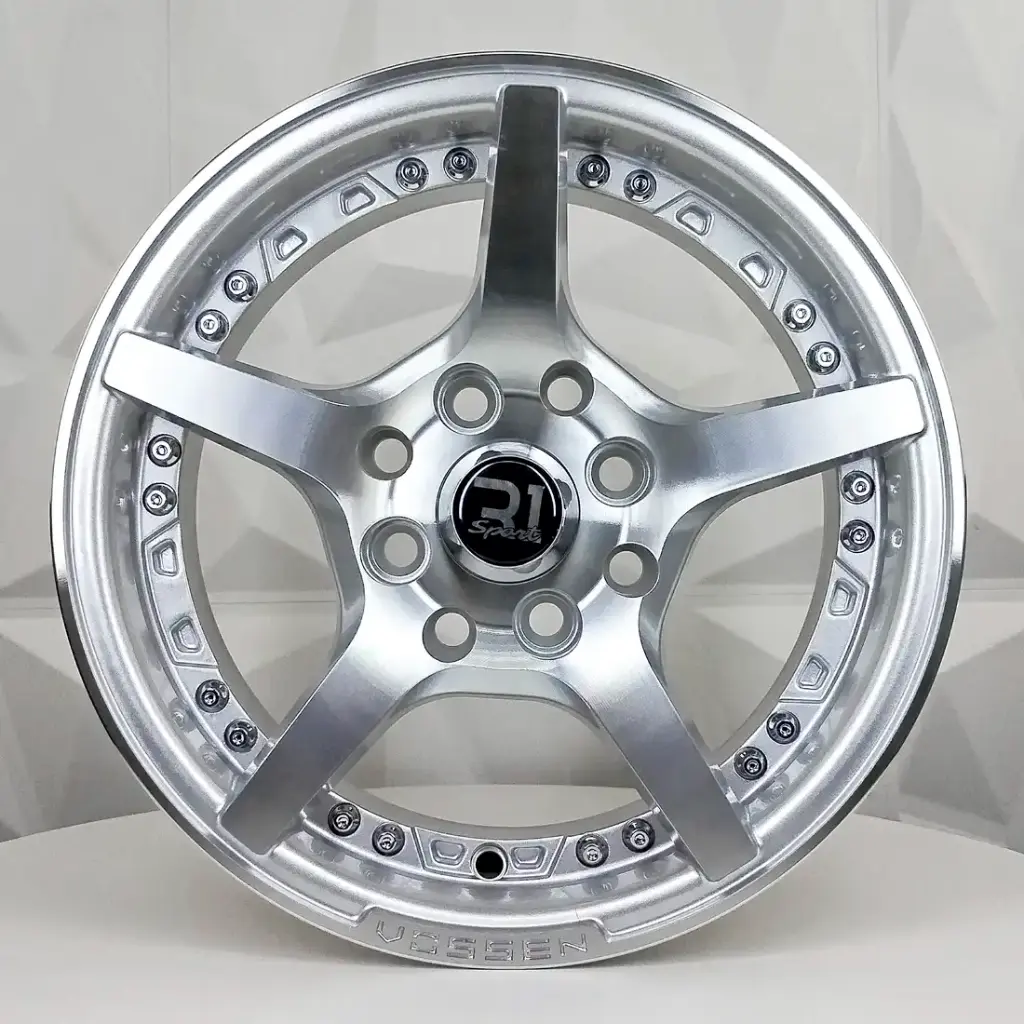RIN 13X6 4-100/114.3 R1 SPORT 1536 SILVER MACHINE FACE+CHROME RIVETS ET30 CB73.1