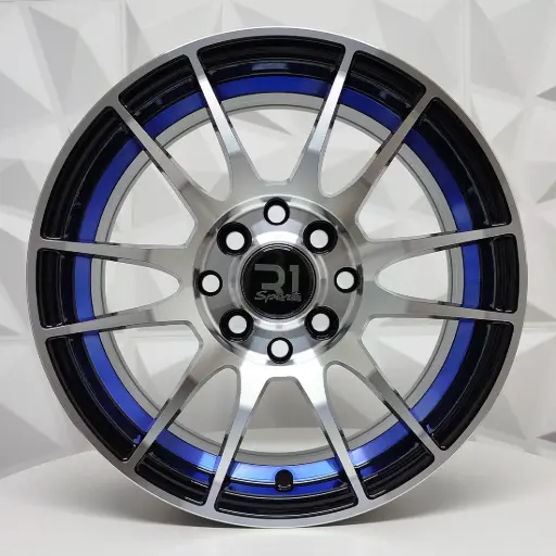 [148578] RIN 14X6 4-100/114.3 R1 SPORT RGW40654 BLACK MACHINE FACE+BLUE UNDERCUT ET35 CB73.1 