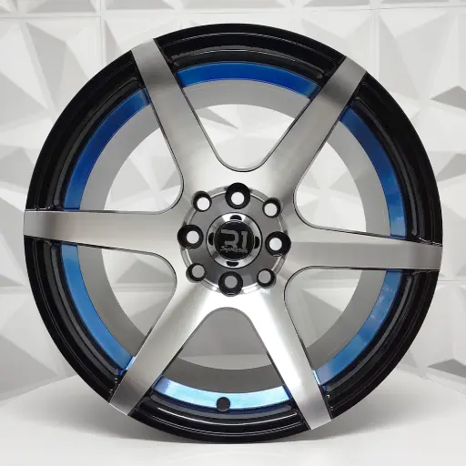 [158607] RIN 15X8.25 4-100/114.3 R1 SPORT RGW56092 MACHINE BLACK+BLUE UNDERCUT ET0 CB73.1 