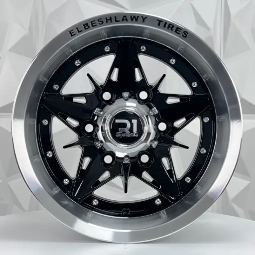[143501] RIN 14X8 6-139.7 R1 SPORT 5590 BLACK MACHINE LIP+CHROME RIVETS ET-20 CB110 