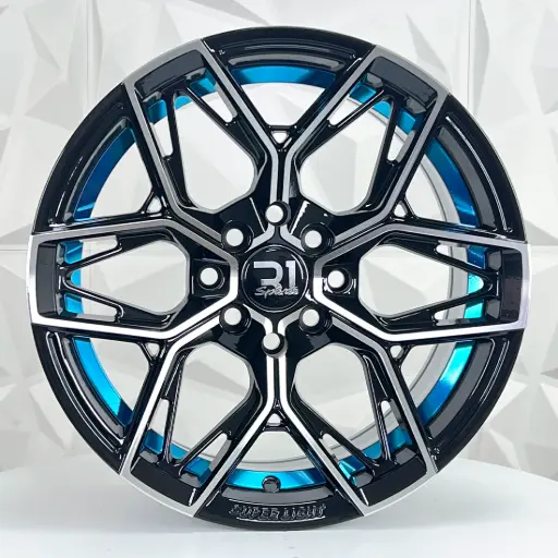 [153513F] RIN 15X7 4-100/114.3 R1 SPORT 1314 BLACK MACHINE BLUE LINE ET5 CB73.1 