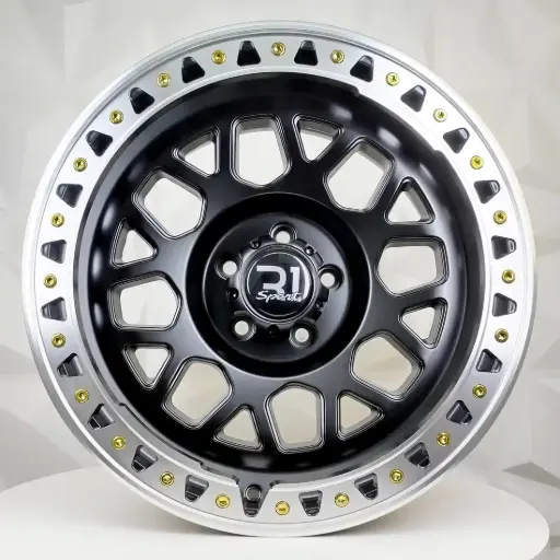 [171575] RIN 17X9 5-114.3 R1 SPORT DX130 MATE BLACK MACHINE LIP GOLD RIVETS ET0 CB73.1 