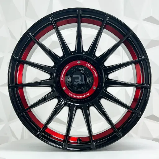 [177548] RIN 17X8 4-100/114.3 R1 SPORT JC252 BLACK + RED UNDERCUT ET35 CB73.1